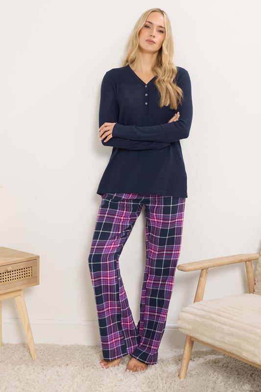 Tall  LTS Tall Purple Cotton Check Pyjama Bottoms