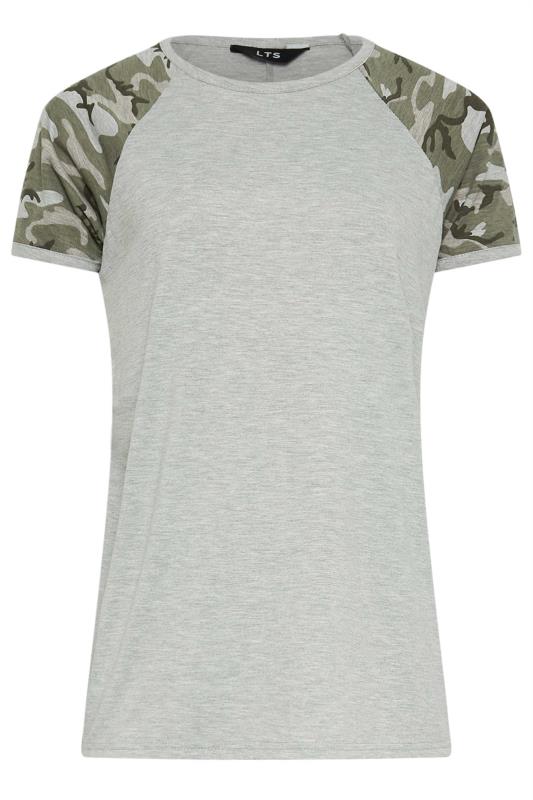 LTS Tall Women's Grey Camouflage Print Raglan T-Shirt | Long Tall Sally 6