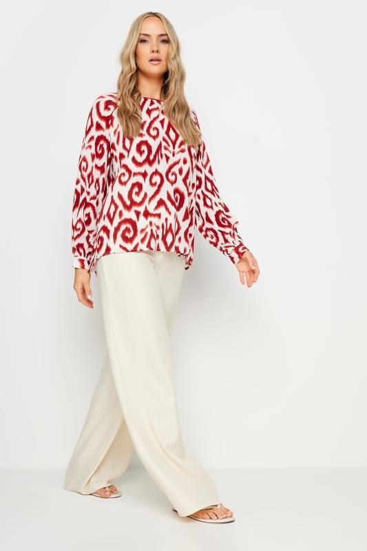 LTS Tall Women's White & Rust Orange Aztec Print Raglan Sleeve Top | Long Tall Sally 2