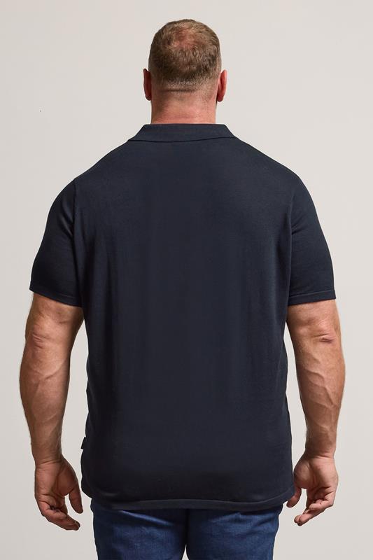 BadRhino Big & Tall Navy Blue Knitted Short Sleeve Polo Shirt | BadRhino 3