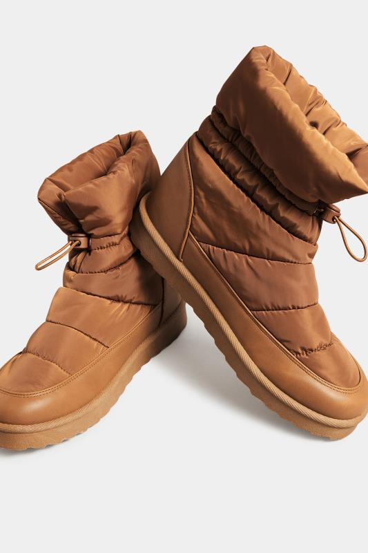 Brown Padded Snow Boots In Wide E Fit & Extra Wide EEE Fit | Yours Clothing 5