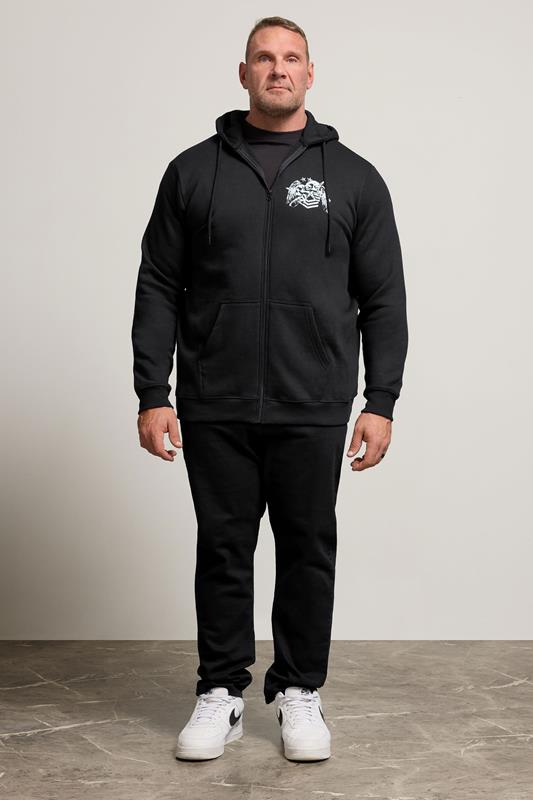 BadRhino Big & Tall Black Skull Military Zip Through Hoodie | BadRhino 2