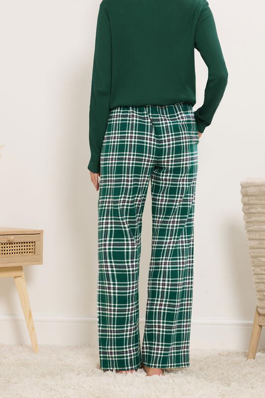 LTS Tall Green Cotton Check Pyjama Bottoms | Long Tall Sally 3