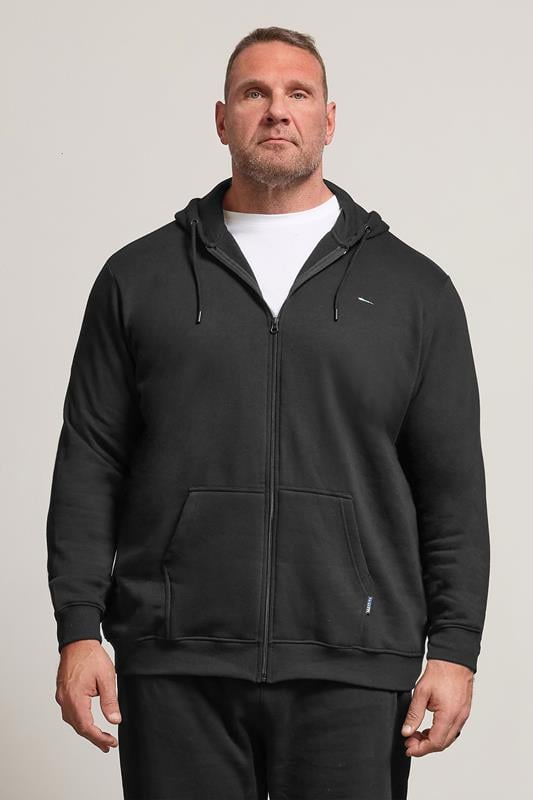 BadRhino Big & Tall Black Essential Zip Through Hoodie