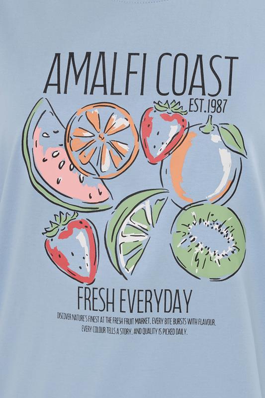 LTS Tall Women's Blue Summer Fruits 'Amalfi Coast' Slogan Pyjama Set | Long Tall Sally  4