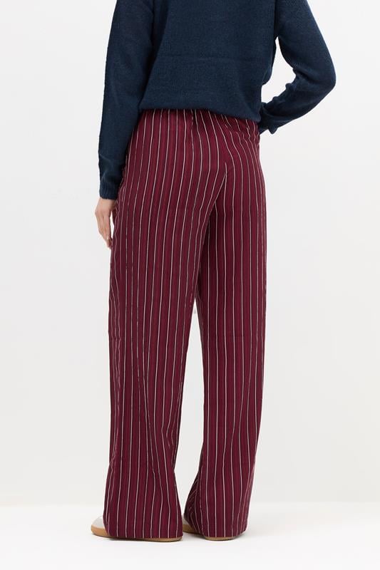 LTS Tall Burgundy Red Striped Wide Leg Trousers | Long Tall Sally 3
