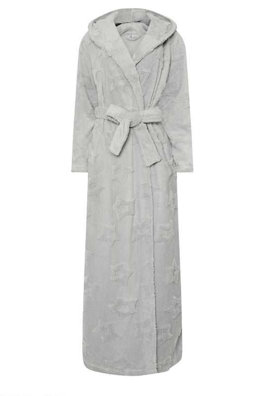 LTS Tall Light Grey Star Embossed Dressing Gown | Long Tall Sally 6