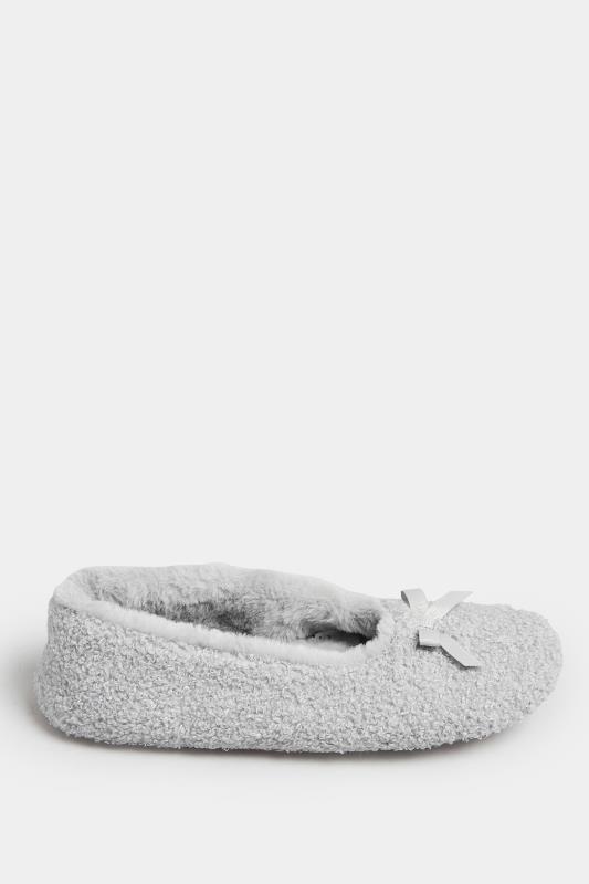 Grey Teddy Ballet Slippers In Wide E Fit | Yours Clothing 3