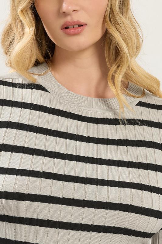 LTS Tall Natural Brown Striped Ribbed Jumper | Long Tall Sally 5