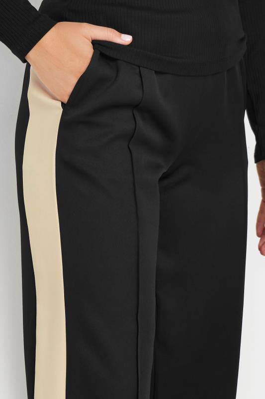 LTS Tall Black & Natural Brown Side Stripe Front Seam Wide Leg Trousers | Long Tall Sally 4