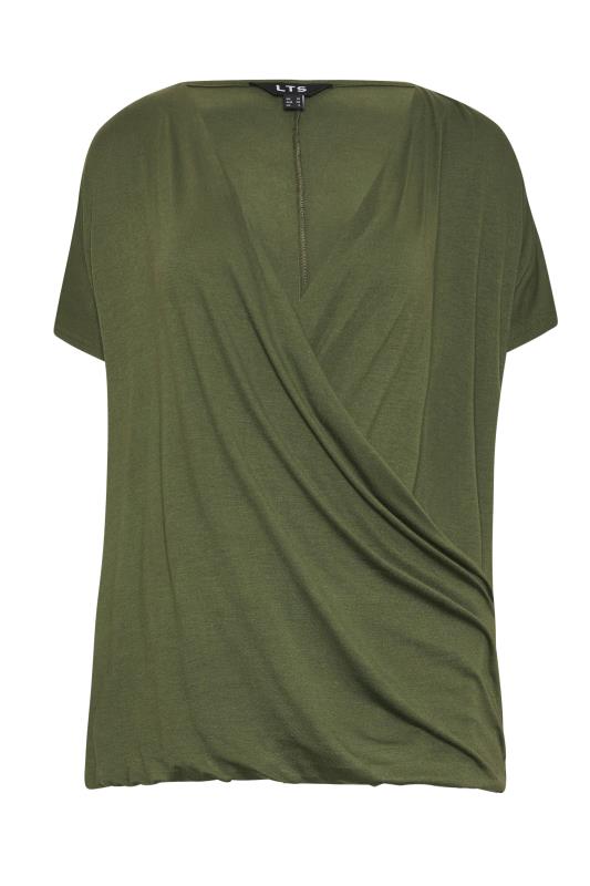 LTS Tall Women's Khaki Green Short Sleeve Wrap Top | Long Tall Sally 5