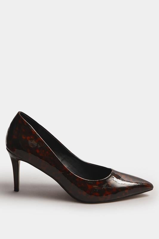 LTS Brown Tortoise Pointed Court Heel In Standard Fit | Long Tall Sally 3