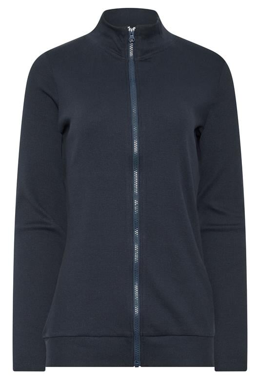  LTS Tall Navy Blue Ribbed Zip Through Top