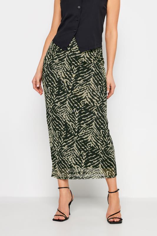 LTS Tall Womens Black Abstract Print Mesh Midi Skirt | Long Tall Sally 2