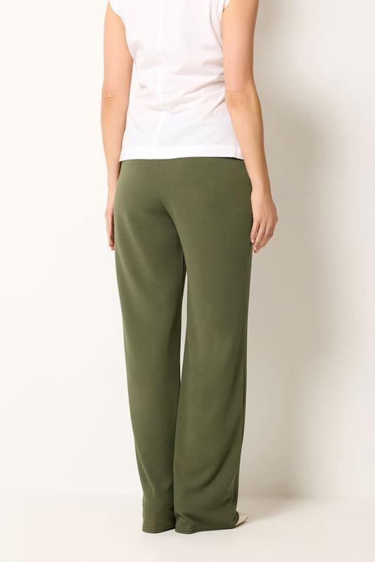 LTS Tall Women's Khaki Green Textured Pleated Wide Leg Trousers | Long Tall Sally 2
