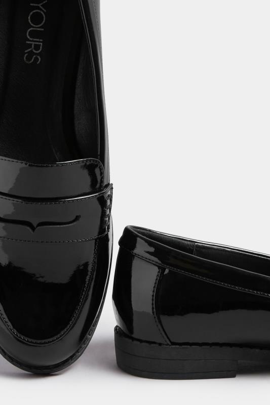Plus Size Black Patent Loafers In Wide E Fit & Extra Wide EEE Fit | Yours Clothing 5