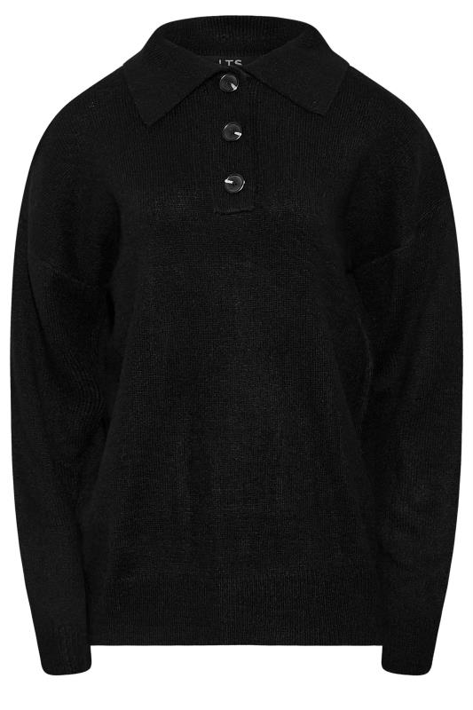 LTS Long Sleeve Black Button Placket Knit Jumper | Long Tall Sally 6