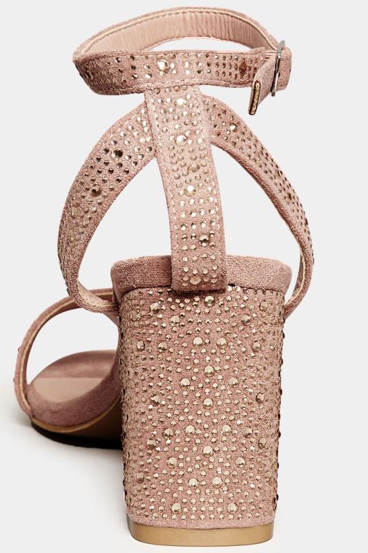 LIMITED COLLECTION Pink Faux Suede Diamante Embellished Heels In Wide E Fit & Extra Wide EEE Fit 4