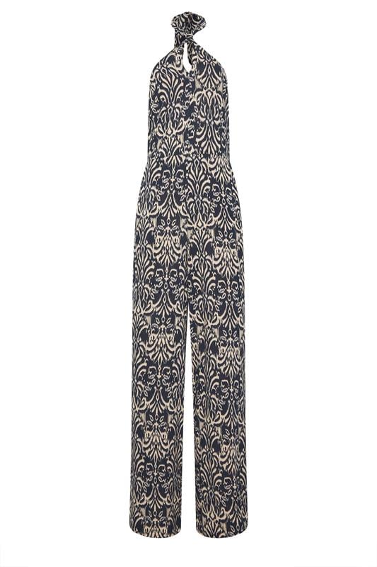LTS Tall Women's Navy Blue Abstract Halterneck Jumpsuit | Long Tall Sally 6