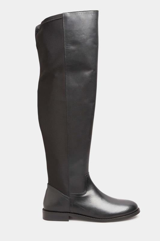 LTS Black 50/50 Stretch Over The Knee Leather Boots In Standard Fit | Long Tall Sally 3