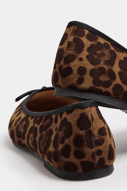 Brown Leopard Print Ballet Pumps In Extra Wide EEE Fit | Yours Clothing 4