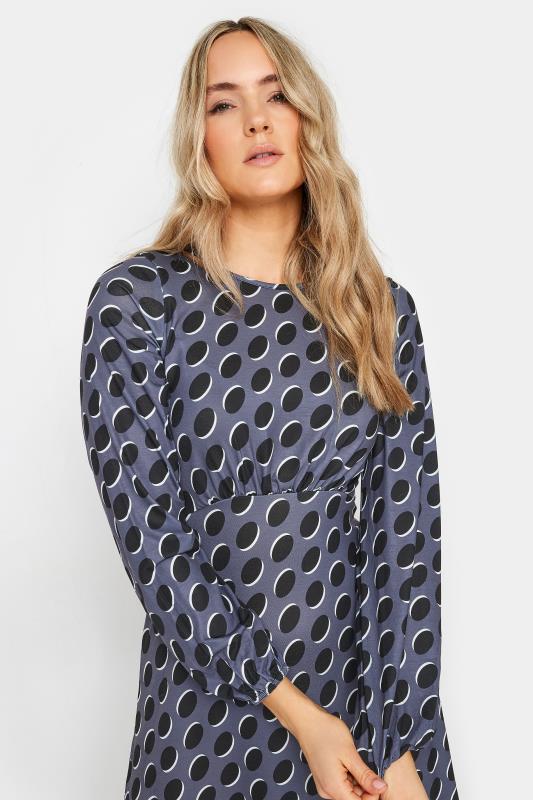 LTS Tall Charcoal Grey Spot Print Midi Dress | Long Tall Sally 3