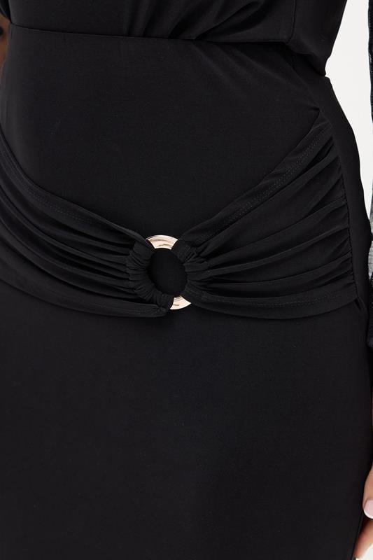 LTS Tall Black Buckle Drape Maxi Skirt | Long Tall Sally 4