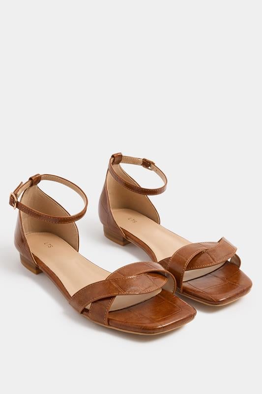  LTS Brown Twisted Low Heel Sandals In Standard Fit
