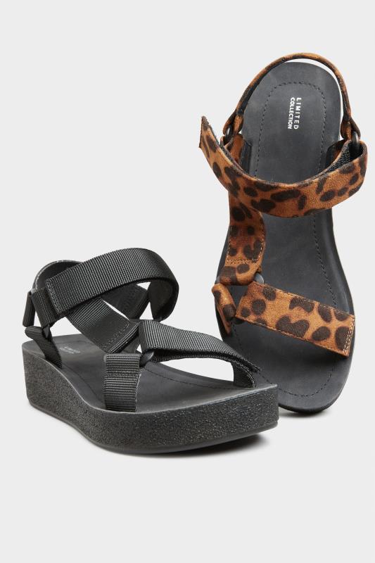 LIMITED COLLECTION Black Leopard Print Sporty Platform Sandals In Extra Wide Fit | Yours Clothing 7