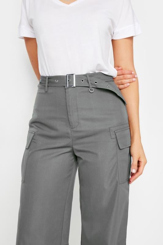 LTS Tall Women's Grey Belted Wide Leg Cargo Trousers | Long Tall Sally 4