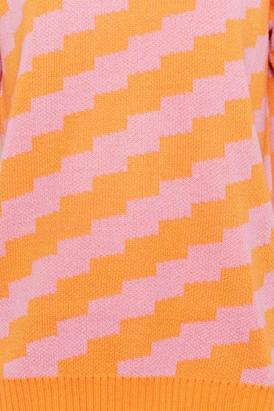 LTS Tall Orange & Pink Zig Zag  Jacquard Knit Jumper | Long Tall Sally  5