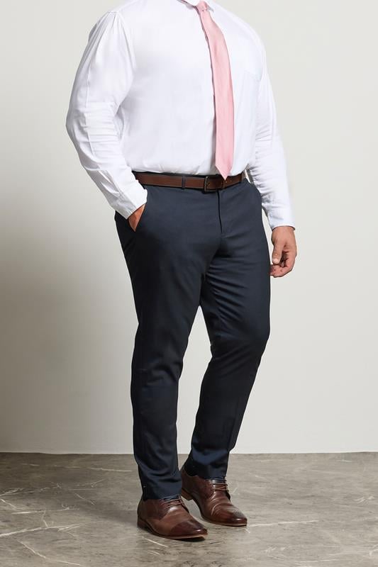 BadRhino Big & Tall Navy Blue Plain Suit Trousers | BadRhino 2