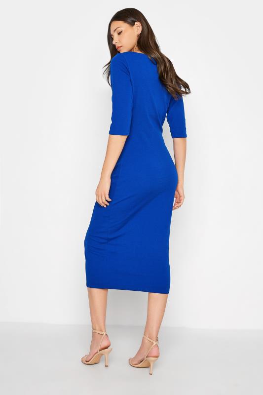 Tall Women's LTS Bright Cobalt Blue Notch Neck Midi Dress | Long Tall Sally 3