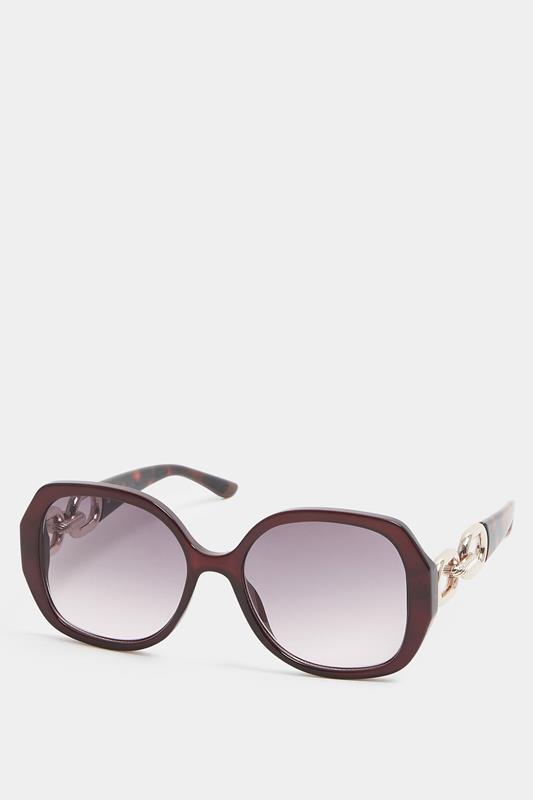  Yours Brown Chain Oversized Sunglasses