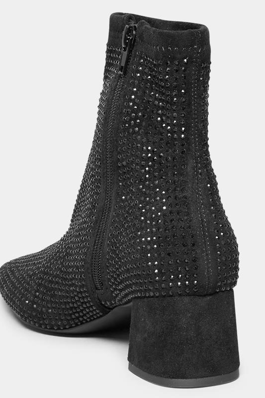 LTS Black Diamante Block Heel Boots In Standard Fit | Long Tall Sally 4