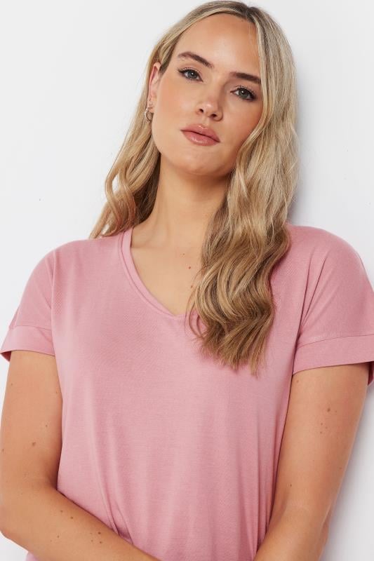 Pink v neck t shirt women's hotsell