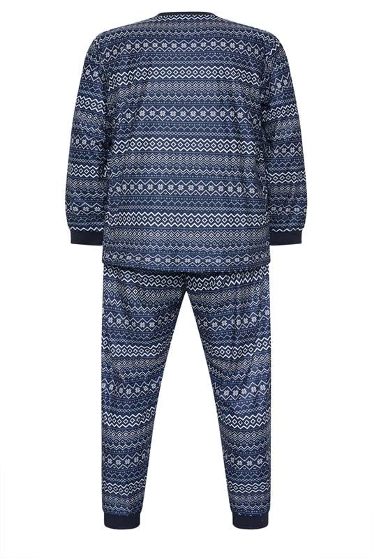 BadRhino Big & Tall Navy Blue Fairisle Pyjama Set | BadRhino 7