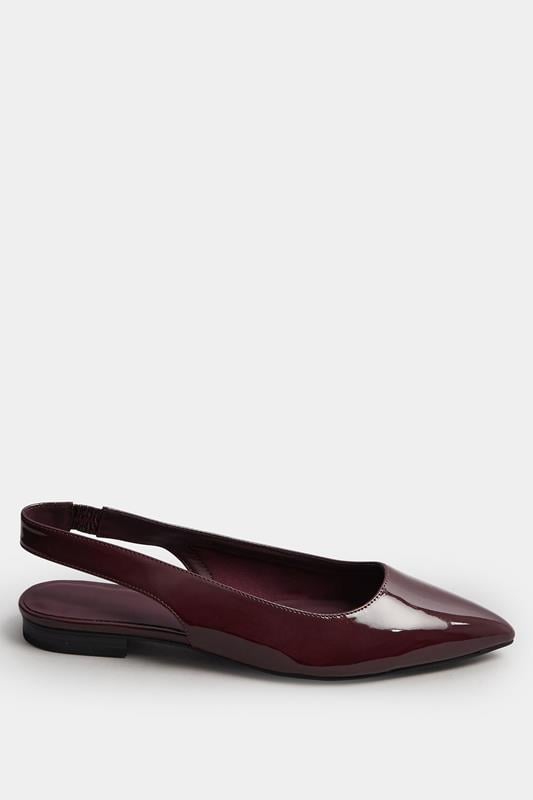 LTS Burgundy Red Patent Flat Shoes In Standard Fit | Long Tall Sally 2