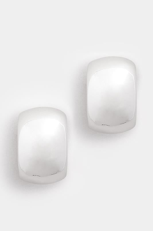 Silver Tone Polished Curve Stud Earrings | Yours Clothing 1