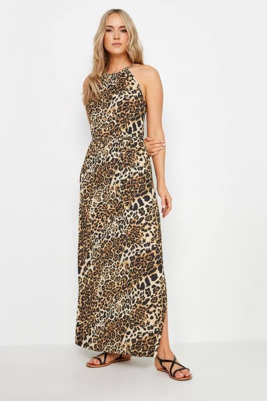 LTS Tall Women's Brown Leopard Print Halter Neck Maxi Dress | Long Tall Sally 2