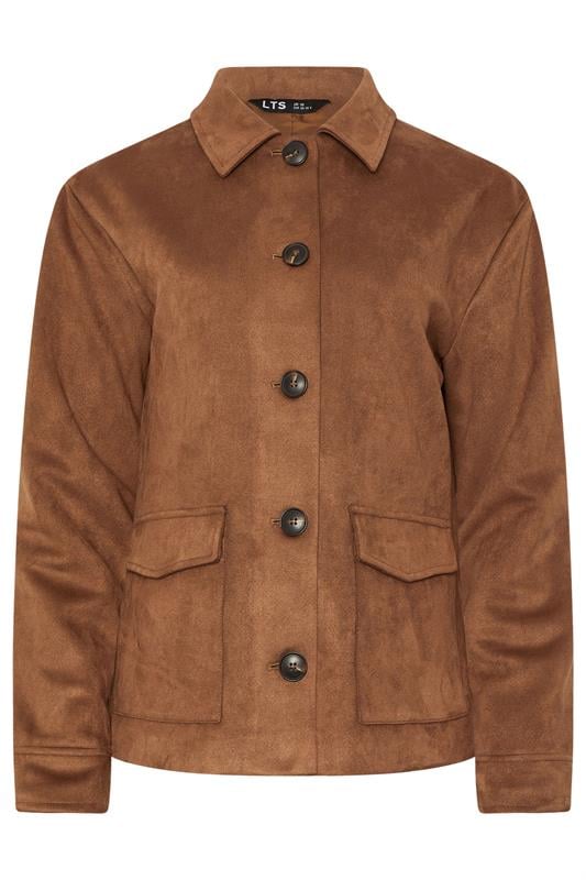 Tall  LTS Tall Natural Brown Faux Suede Trucker Jacket