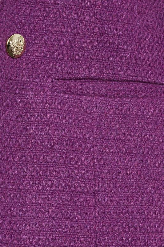LTS Tall Dark Purple Boucle Button Detail Blazer | Long Tall Sally  5