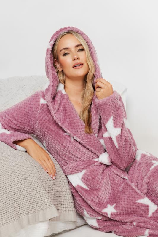 Tall  LTS Tall Pink Star Print Waffle Dressing Gown