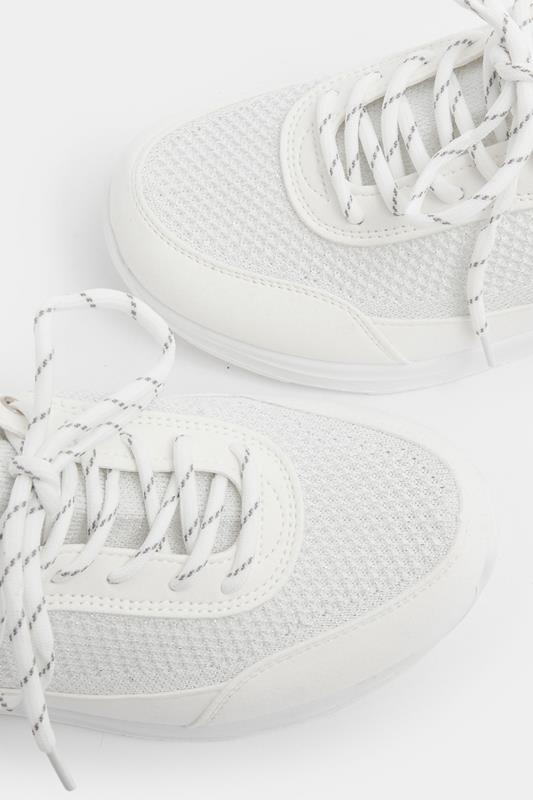 White Knitted Trainers In Extra Wide EEE Fit | Yours Clothing 5
