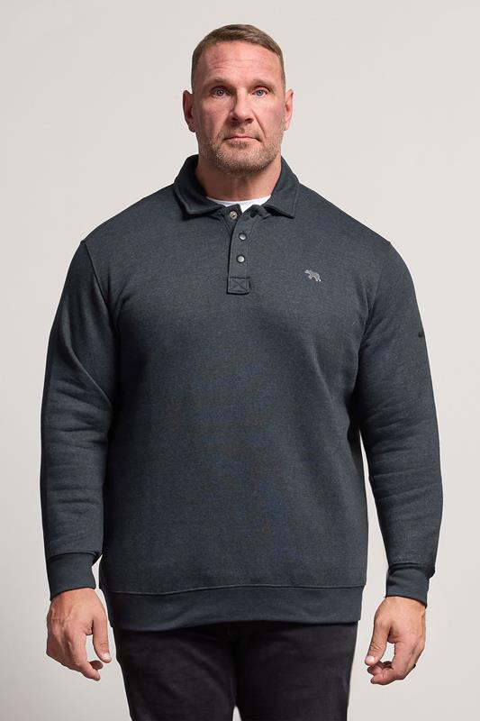 D555 Big & Tall Navy Blue Embroidered Long Sleeve Polo Shirt