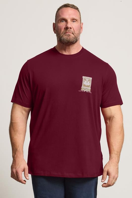 JACK & JONES Big & Tall Red Back Print T-Shirt