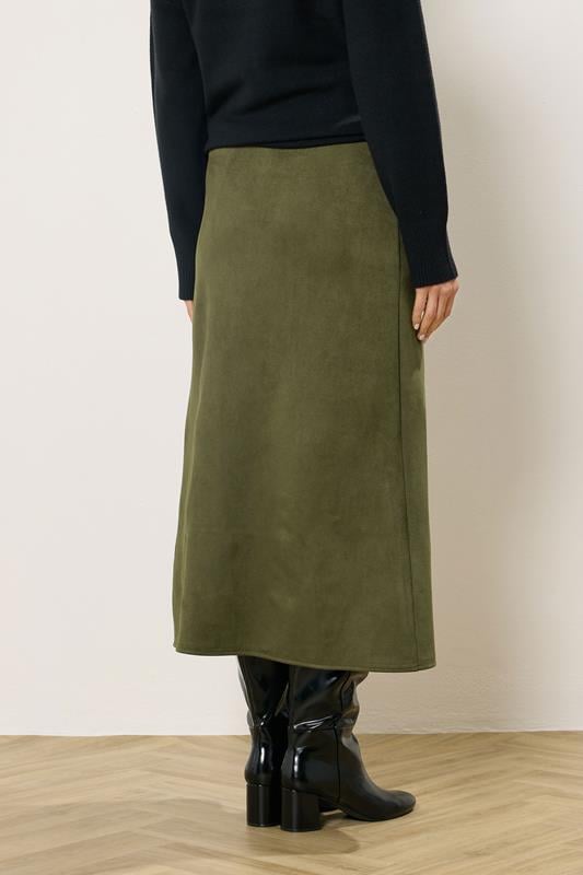 LTS Tall Women's Khaki Green Faux Suede Midaxi Skirt | Long Tall Sally 3