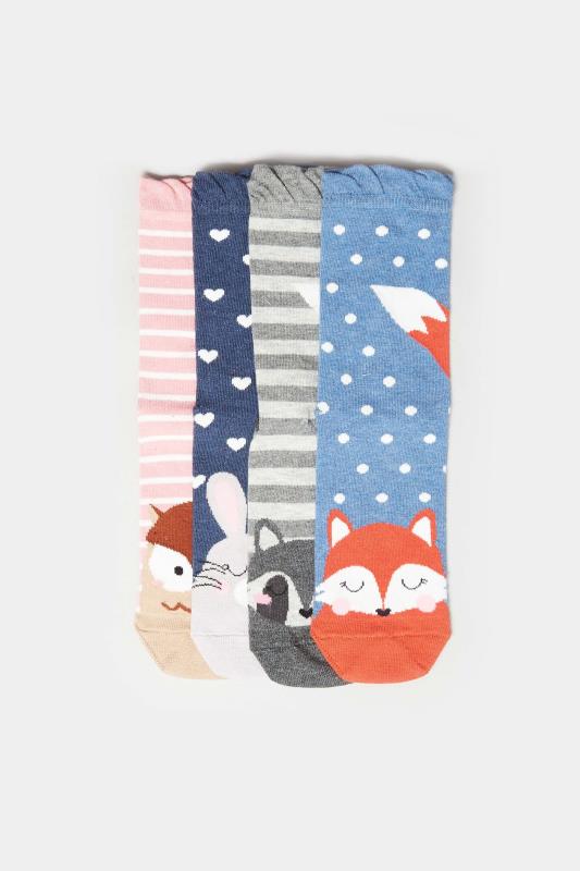 4 PACK Blue Woodland Animal Ankle Socks | Yours Clothing 4