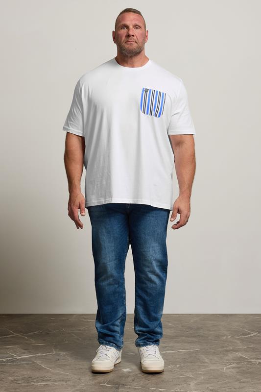 LYLE & SCOTT Big & Tall White Stripe Pocket T-Shirt | BadRhino 2