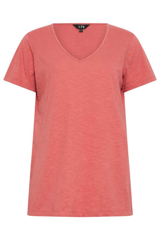 LTS Tall Womens Coral Pink V-Neck T-Shirt | Long Tall Sally 5